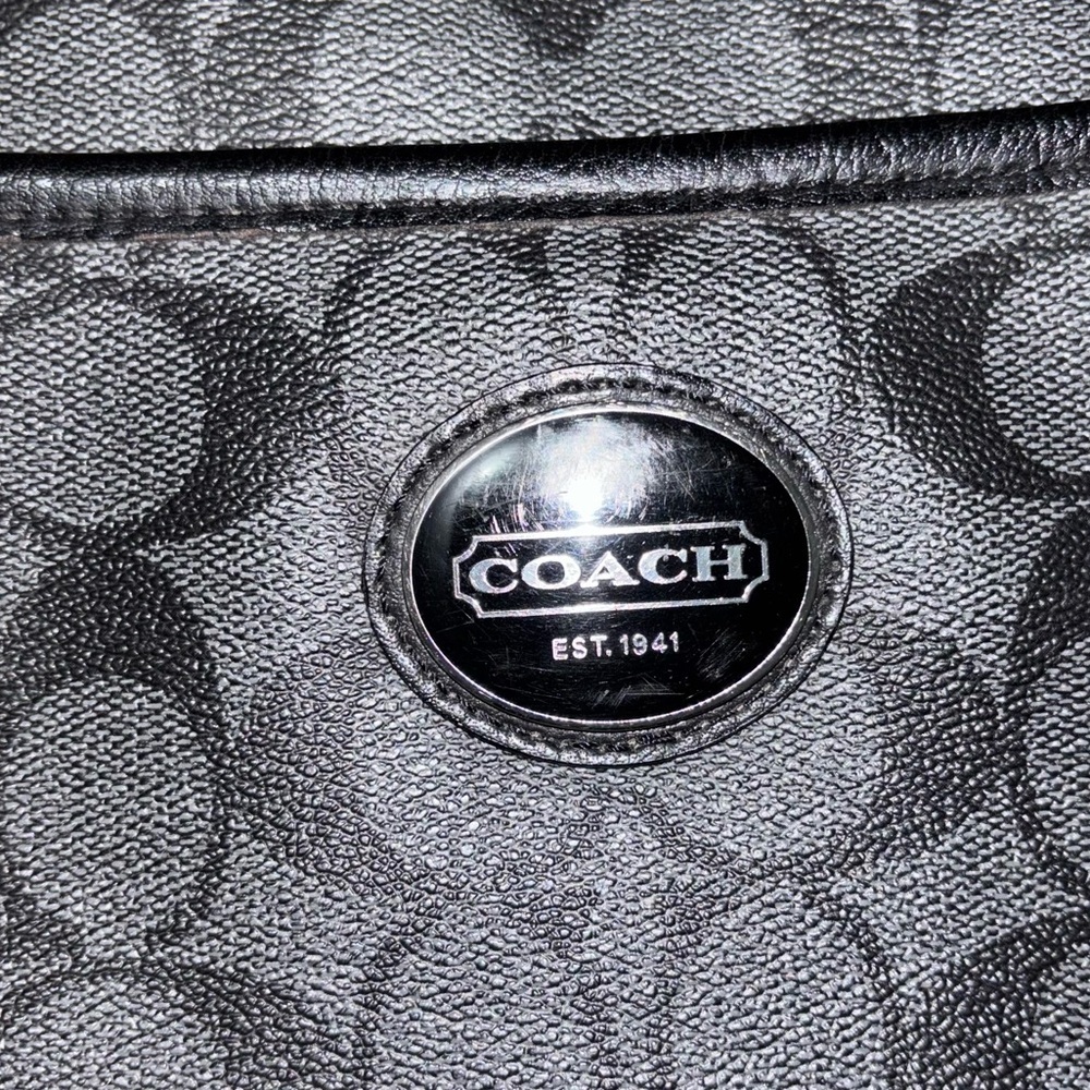 Coach Signature Crossbody F19823 Signature Shoulder Bag black gray - Picture 9 of 14